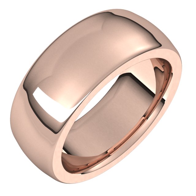 14k Rose 8 Mm Half Round Comfort Fit Heavy Band Size 12.5