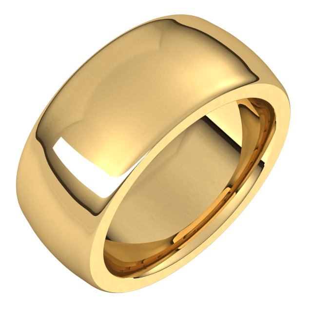 14k Yellow 9 Mm Heavyweight Comfort-fit Half Round Band Size 12.5