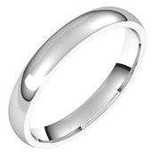 Sterling Silver 3 mm Half Round Comfort Fit Light Band Size 8