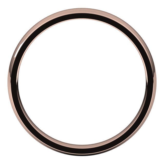18k Rose 3 Mm Half Round Comfort Fit Light Band Size 9