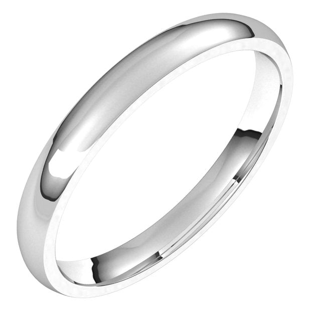 14k White 2.5 Mm Half Round Comfort Fit Light Band Size 5