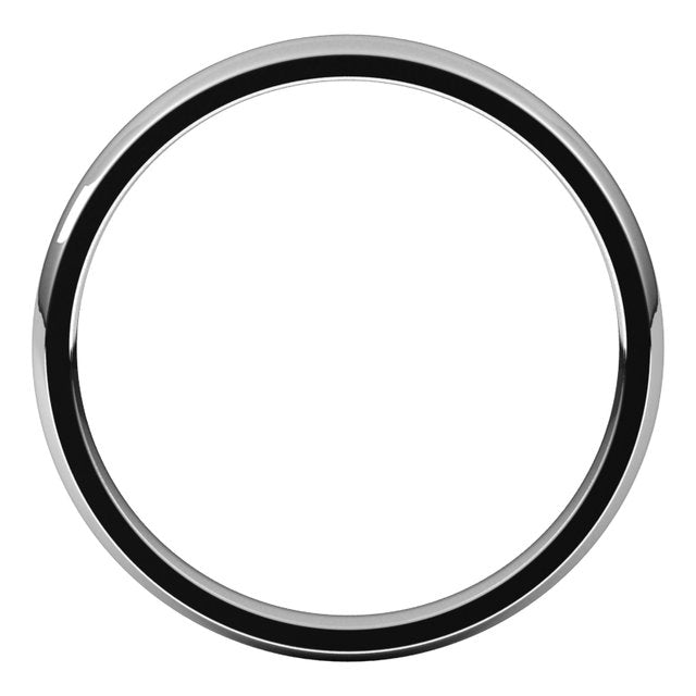 14k White 2.5 Mm Half Round Comfort Fit Light Band Size 5