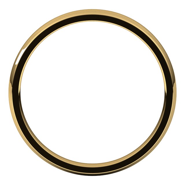 14k Yellow 2.5 Mm Half Round Comfort Fit Light Band Size 10