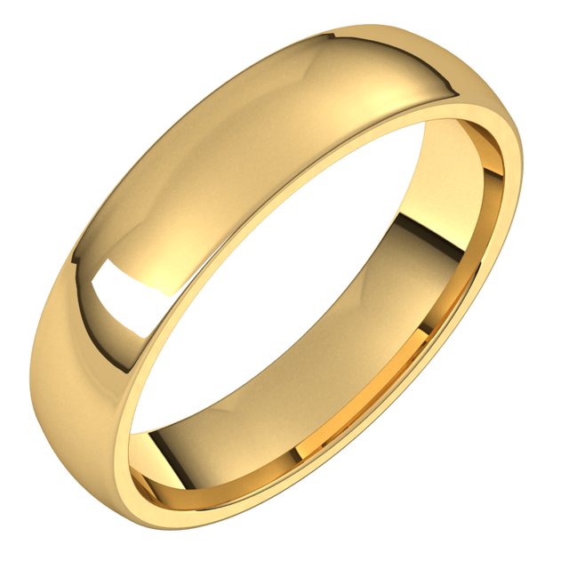 18k Yellow 4.5 Mm Lightweight Comfort-fit Half Round Band Size 8.5