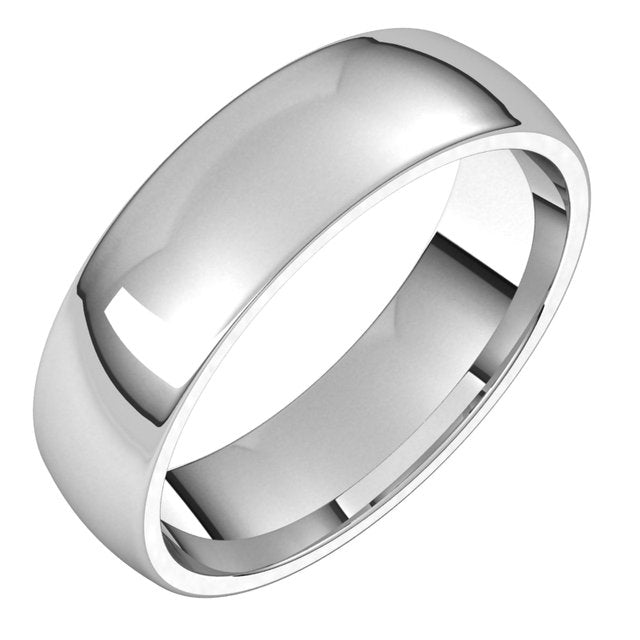 14K White 5.5 mm Half Round Comfort Fit Light Band Size 9