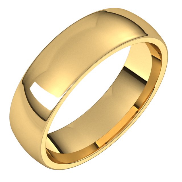 14K Yellow 5.5 mm Half Round Comfort Fit Light Band Size 9