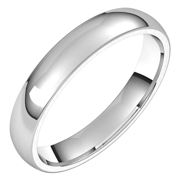 14k White 3.5 Mm Lightweight Comfort-fit Half Round Band Size 8