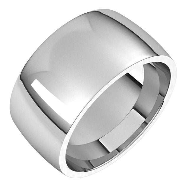 Sterling Silver 10 Mm Half Round Comfort Fit Light Band Size 6.5