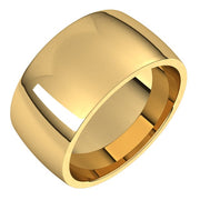 14k Yellow 10 Mm Half Round Comfort Fit Light Band Size 5.5