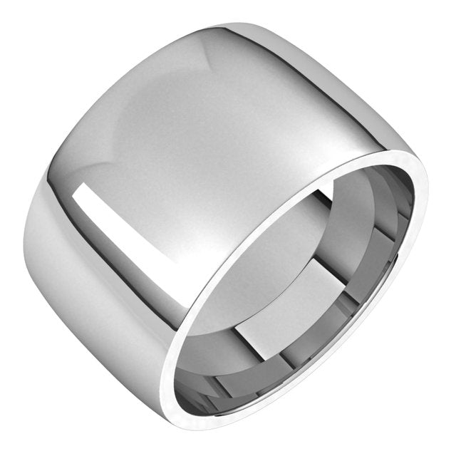 Sterling Silver 12 mm Half Round Comfort Fit Light Band Size 11