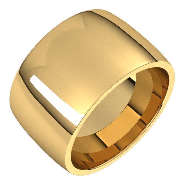 14k Yellow 12 Mm Half Round Comfort Fit Light Band Size 11
