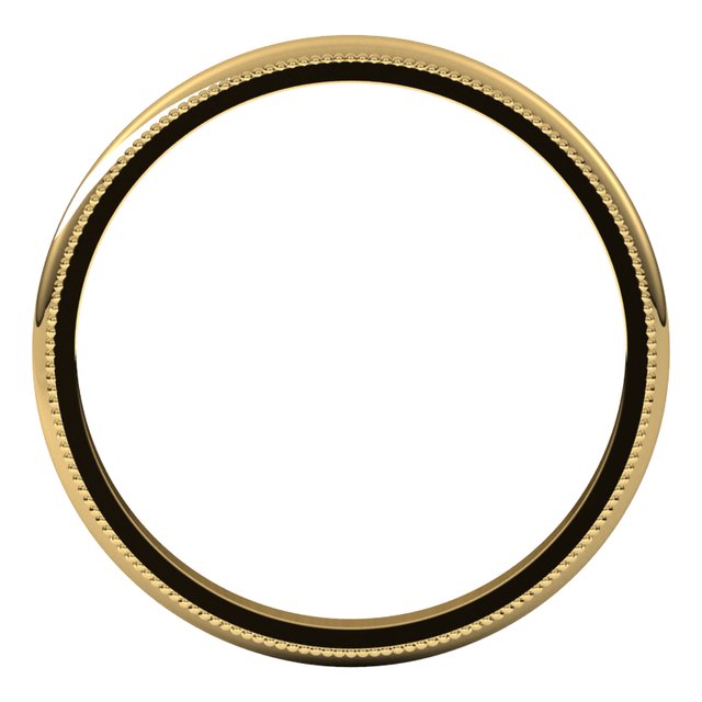 14k Yellow 2 Mm Milgrain Half Round Band Size 6.5