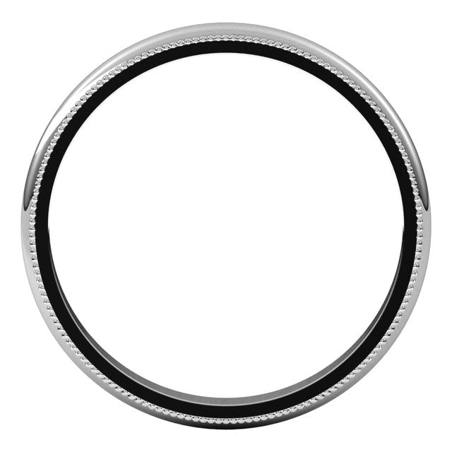 14k White 2.5 Mm Milgrain Half Round Band Size 5.5