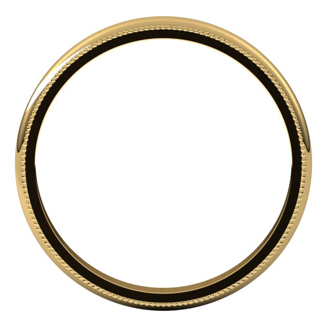 14K Yellow 2.5 mm Milgrain Half Round Band Size 5.5