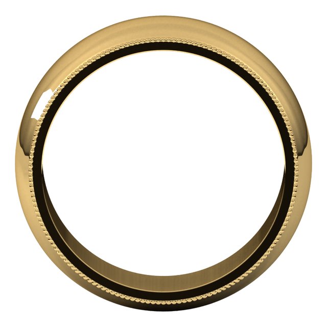 14k Yellow 8 Mm Milgrain Half Round Band Size 6.5