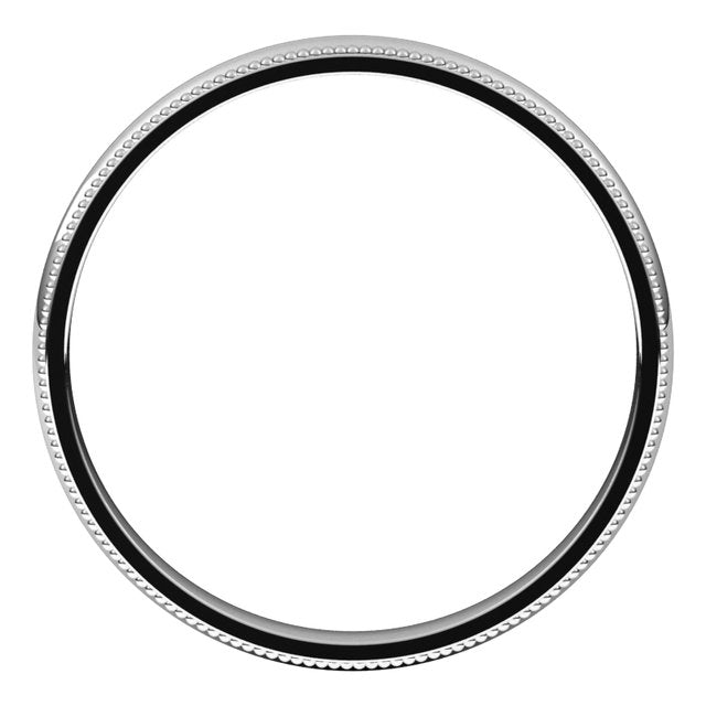 14k White 2.5 Mm Milgrain Half Round Comfort Fit Band Size 4