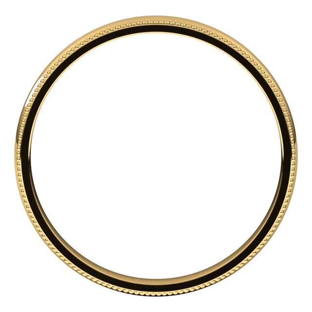 18K Yellow 2.5 mm Milgrain Half Round Comfort Fit Band Size 7.5