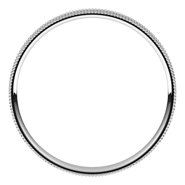 14K White 2.5 mm Milgrain Flat Comfort Fit Band Size 5.5