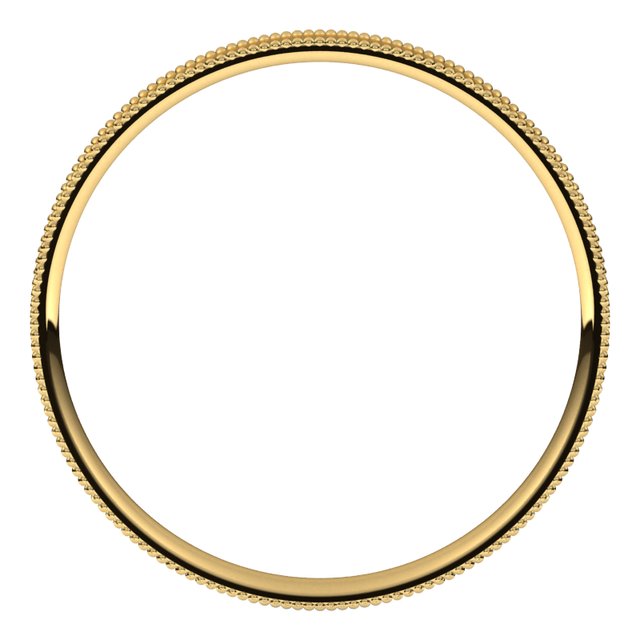 18k Yellow 2.5 Mm Milgrain Comfort-fit Flat Band Size 5