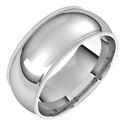 Sterling Silver 8 Mm Milgrain Half Round Comfort Fit Band Size 11