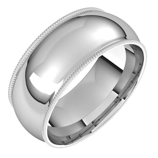 Sterling Silver 8 Mm Milgrain Half Round Comfort Fit Band Size 11