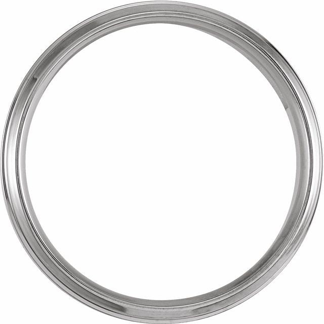 14K White 7 mm Beveled-Edge Band with Satin Finish Size 13