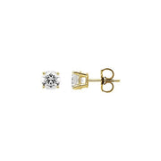 14K Yellow 6 mm Round Imitation White Cubic Zirconia  Stud Earrings
