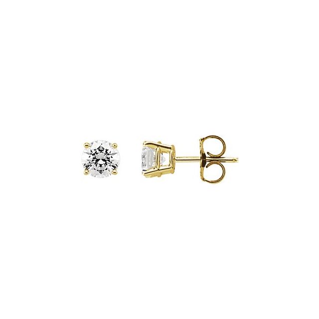 14K Yellow 6 mm Round Imitation White Cubic Zirconia  Stud Earrings