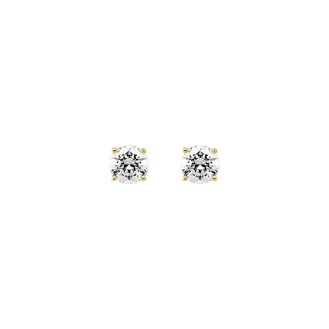 14K Yellow 6 mm Round Imitation White Cubic Zirconia  Stud Earrings