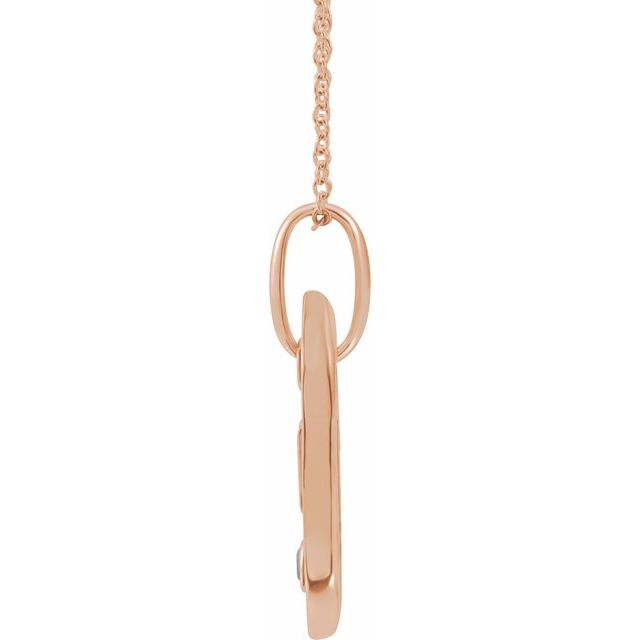 14K Rose .05 CT Natural Diamond Initial M 16-18' Necklace
