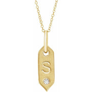 14K Yellow .05 CT Natural Diamond Initial S 16-18' Necklace