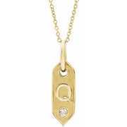 14K Yellow .05 CT Natural Diamond Initial Q 16-18' Necklace