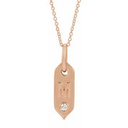 14K Rose .05 CT Natural Diamond Initial M 16-18' Necklace