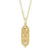 14K Yellow .05 CT Natural Diamond Initial M 16-18' Necklace