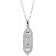 14K White .05 CT Natural Diamond Initial C 16-18' Necklace