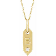 14K Yellow .05 CT Natural Diamond Initial B 16-18' Necklace