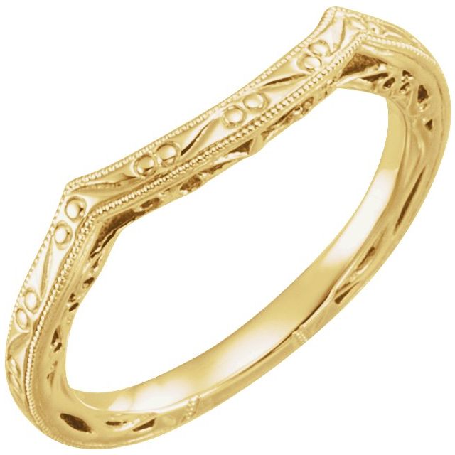 14K Yellow Vintage-Inspired Matching Band for 7 mm Round Ring