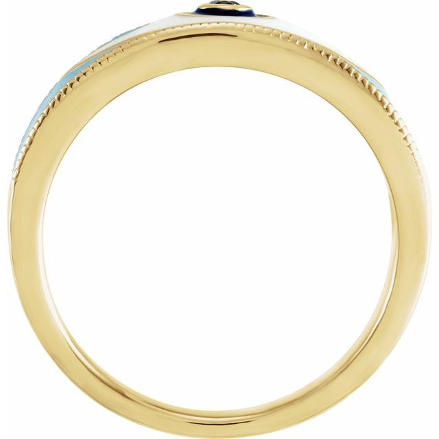 14K Yellow Natural Blue Sapphire Evil Eye Ring