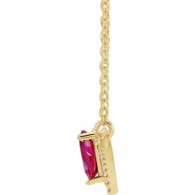 14K Yellow Lab-Grown Ruby & .06 CTW Natural Diamond 18' Necklace