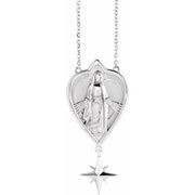Sterling Silver 23.8x15.7 mm Miraculous Mary 18' Necklace