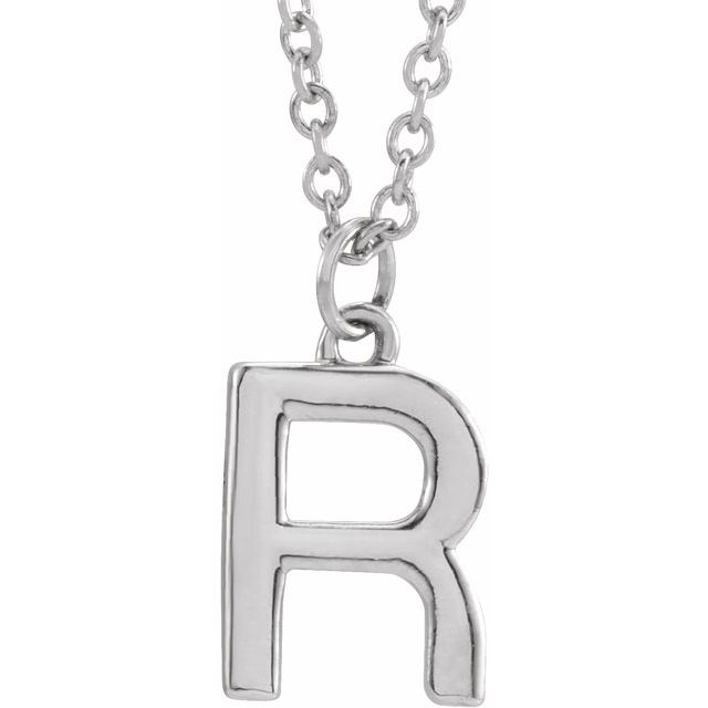 Sterling Silver Initial R Dangle 18' Necklace