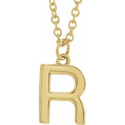 14K Yellow Initial R Dangle 16' Necklace