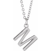 14K White Initial M Dangle 16' Necklace