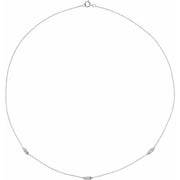 14K White 1/5 CTW Natural Diamond 3-Station 16' Necklace
