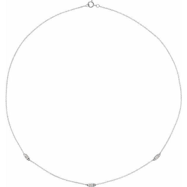 14K White 1/5 CTW Natural Diamond 3-Station 16' Necklace