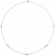 14k White 1/3 Ctw Natural Diamond 5-station 18' Necklace