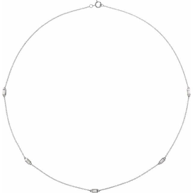 14k White 1/3 Ctw Natural Diamond 5-station 18' Necklace