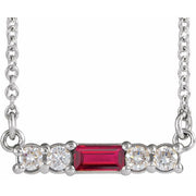 14K White Natural Ruby & 1/8 CTW Natural Diamond 16' Necklace