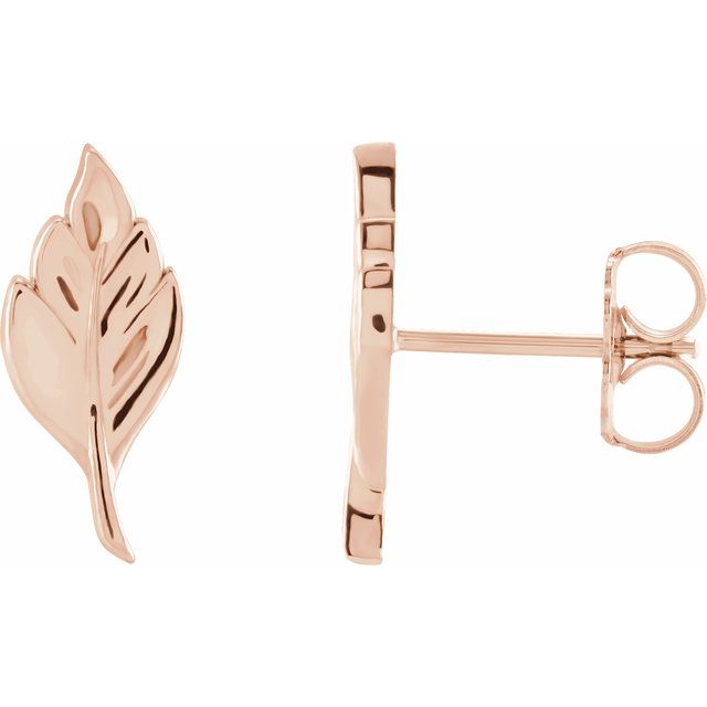 14k Rose Leaf Earrings