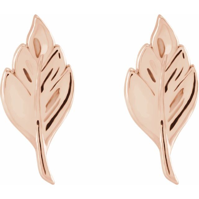 14k Rose Leaf Earrings